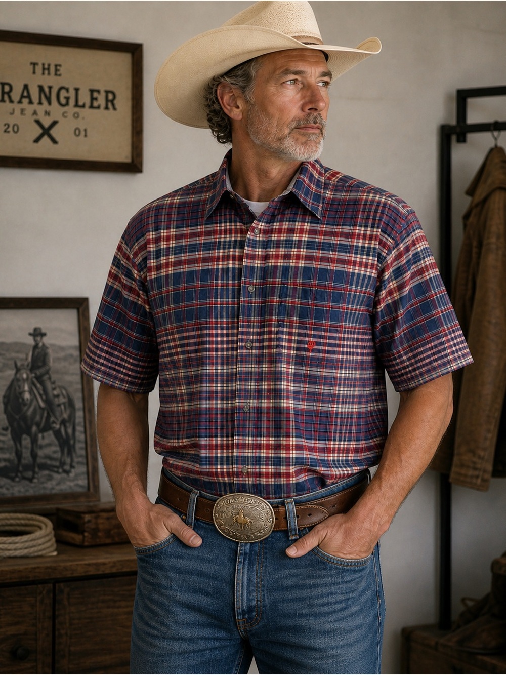 Wrangler Twenty X Plaid Western Shirt Men’s XL Short Sleeve